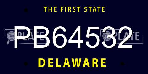 PB64532 Delaware License Plate