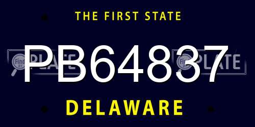 PB64837 Delaware License Plate