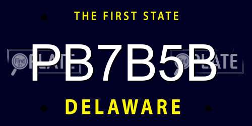 PB7B5B Delaware License Plate