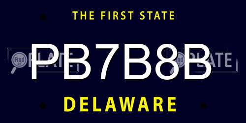 PB7B8B Delaware License Plate