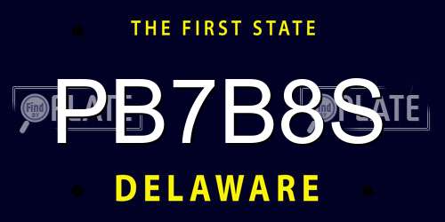 PB7B8S Delaware License Plate