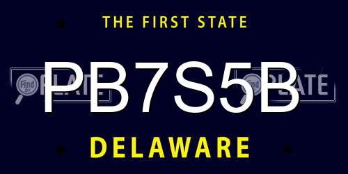 PB7S5B Delaware License Plate