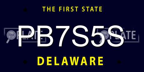 PB7S5S Delaware License Plate