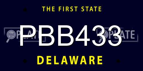 PBB433 Delaware License Plate