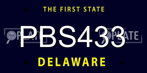 PBS433 Delaware License Plate