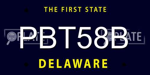 PBT58B Delaware License Plate