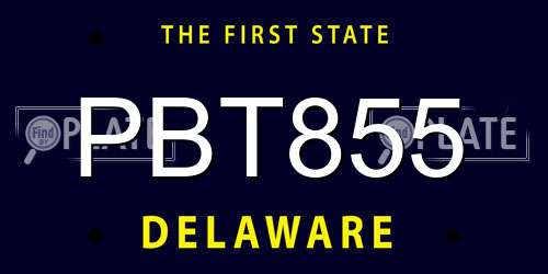 PBT855 Delaware License Plate