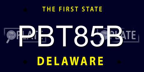 PBT85B Delaware License Plate
