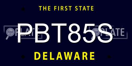 PBT85S Delaware License Plate