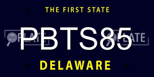 PBTS85 Delaware License Plate