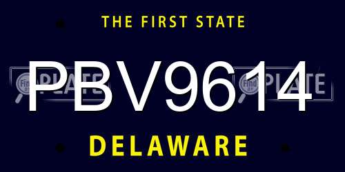 PBV9614 Delaware License Plate
