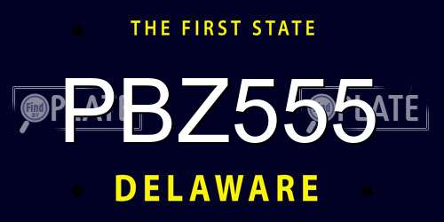 PBZ555 Delaware License Plate