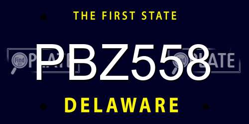 PBZ558 Delaware License Plate