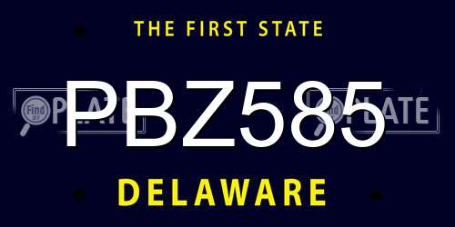 PBZ585 Delaware License Plate
