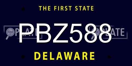 PBZ588 Delaware License Plate