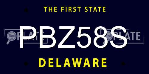 PBZ58S Delaware License Plate