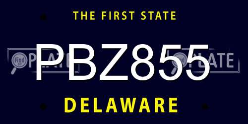 PBZ855 Delaware License Plate