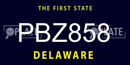 PBZ858 Delaware License Plate