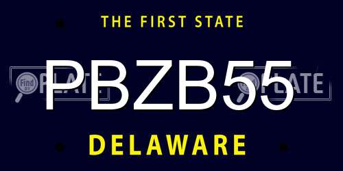 PBZB55 Delaware License Plate