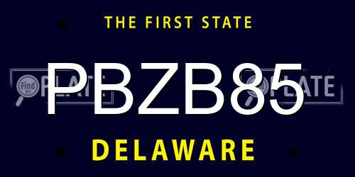 PBZB85 Delaware License Plate