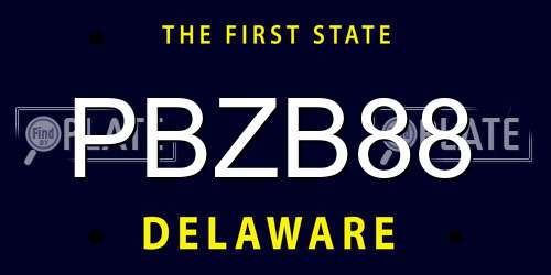 PBZB88 Delaware License Plate