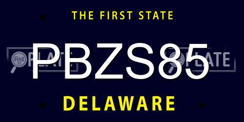PBZS85 Delaware License Plate