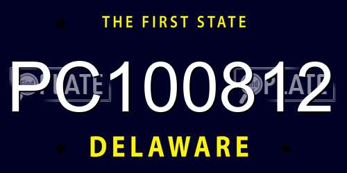 PC100812 Delaware License Plate