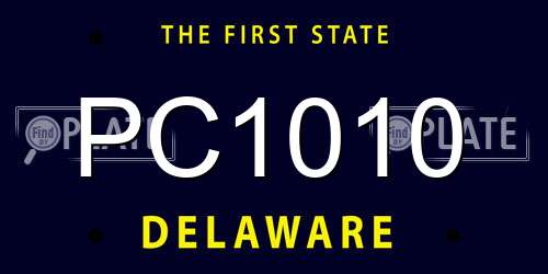 PC1010 Delaware License Plate