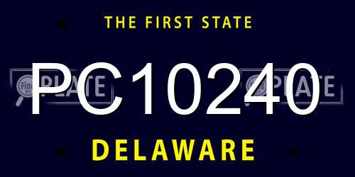 PC10240 Delaware License Plate