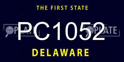 PC1052 Delaware License Plate