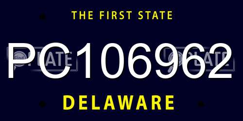 PC106962 Delaware License Plate