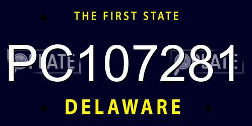 PC107281 Delaware License Plate