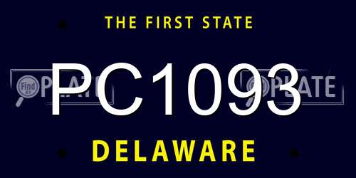 PC1093 Delaware License Plate