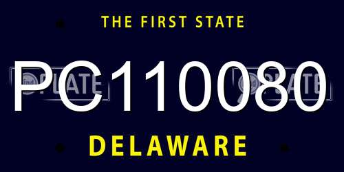 PC110080 Delaware License Plate
