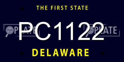 PC1122 Delaware License Plate
