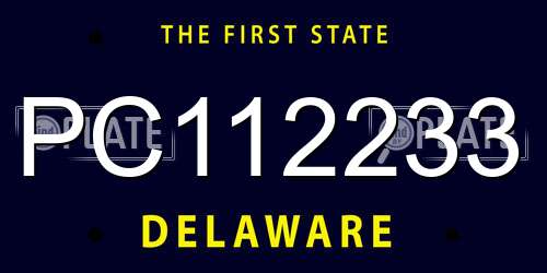 PC112233 Delaware License Plate