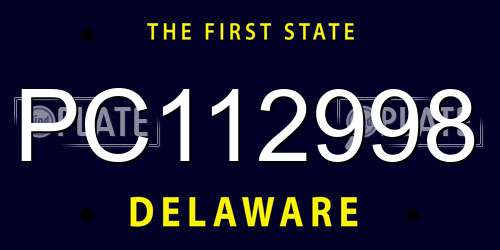 PC112998 Delaware License Plate