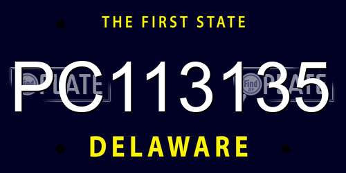 PC113135 Delaware License Plate