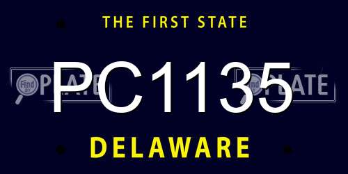 PC1135 Delaware License Plate