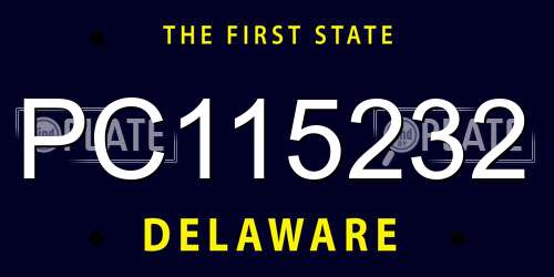 PC115232 Delaware License Plate