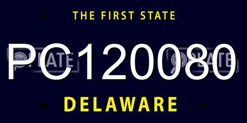 PC120080 Delaware License Plate