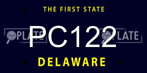 PC122 Delaware License Plate