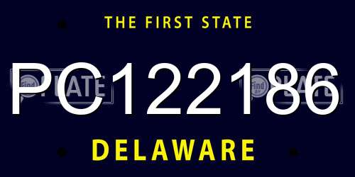 PC122186 Delaware License Plate