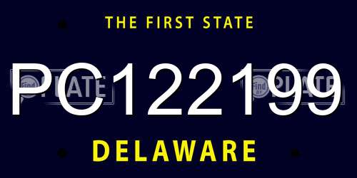 PC122199 Delaware License Plate