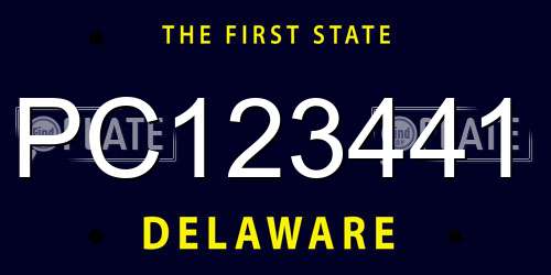 PC123441 Delaware License Plate