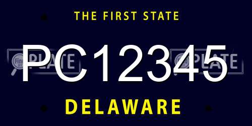 PC12345 Delaware License Plate