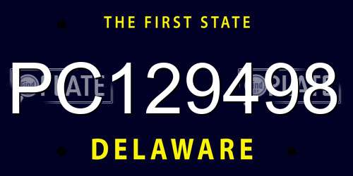 PC129498 Delaware License Plate