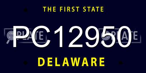 PC12950 Delaware License Plate