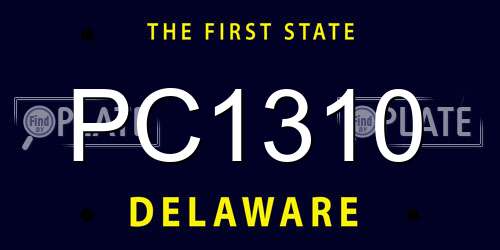PC1310 Delaware License Plate