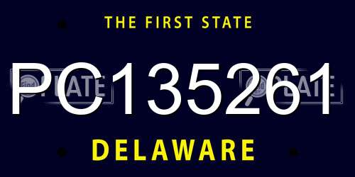 PC135261 Delaware License Plate